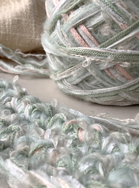 暮色｜特色手混线75青玉案5-6mm钩针棒针毛线手工编织钩织diy围巾