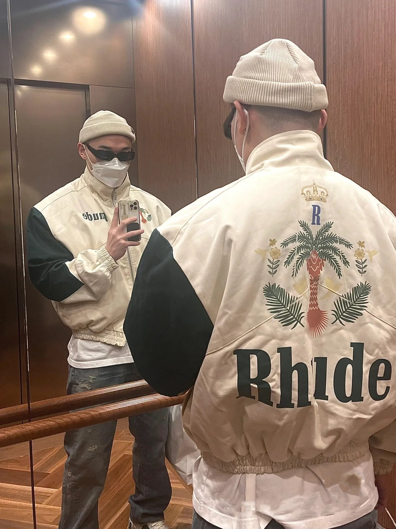 rhude美潮万宝路休闲立领绿色撞色外穿长袖夹克王嘉尔同款外套潮