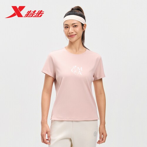 特步短袖女2026年夏季新款弹力T恤训练服运动上衣女975328010035