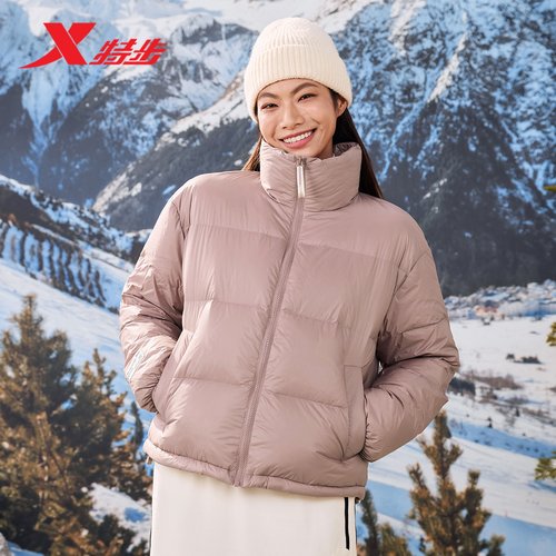 特步羽绒服女款2025冬季新款加厚保暖外套立领面包服976428190202