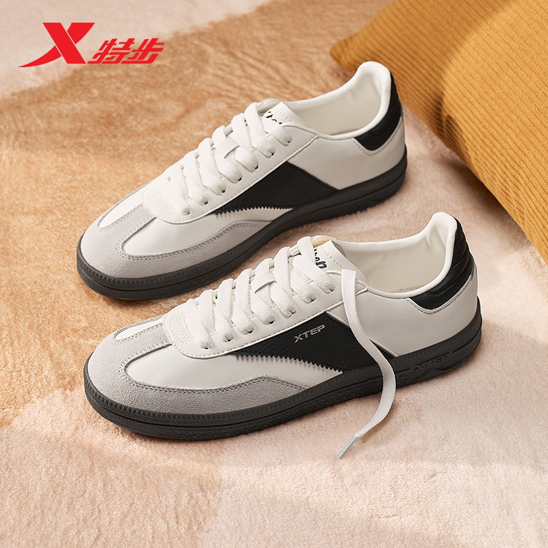 特步德训鞋男鞋2025春季新款时尚复古T头鞋百搭休闲情侣休闲鞋女