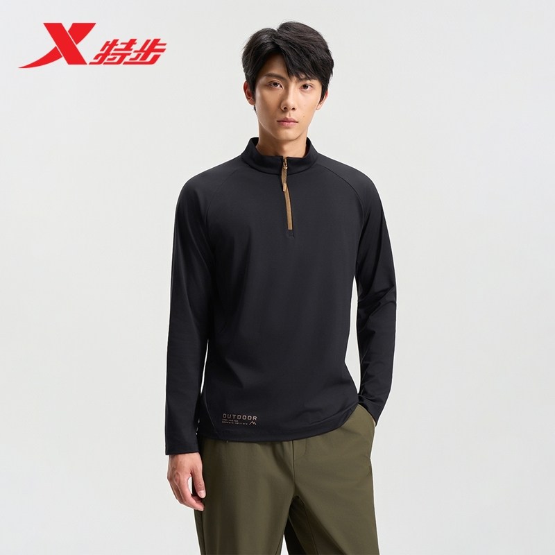 特步2025秋季新品半拉链长袖针织衫男975329030084,运动服/休闲服装,运动T恤,淘宝优惠券,粉丝福利购,淘宝优惠卷