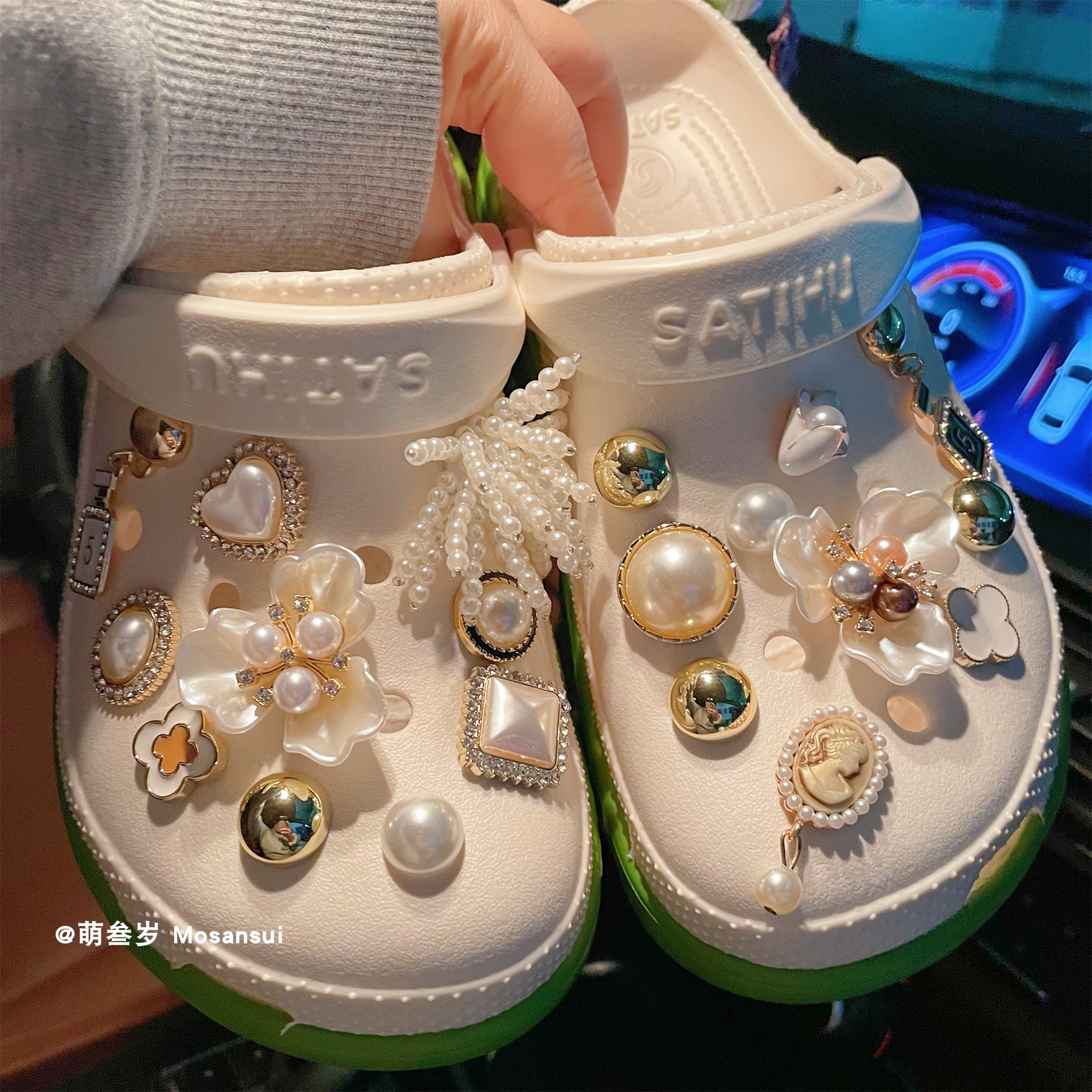 适配crocs洞洞鞋配饰配件创意鞋花ins封配件珍珠流苏饰品花鞋扣