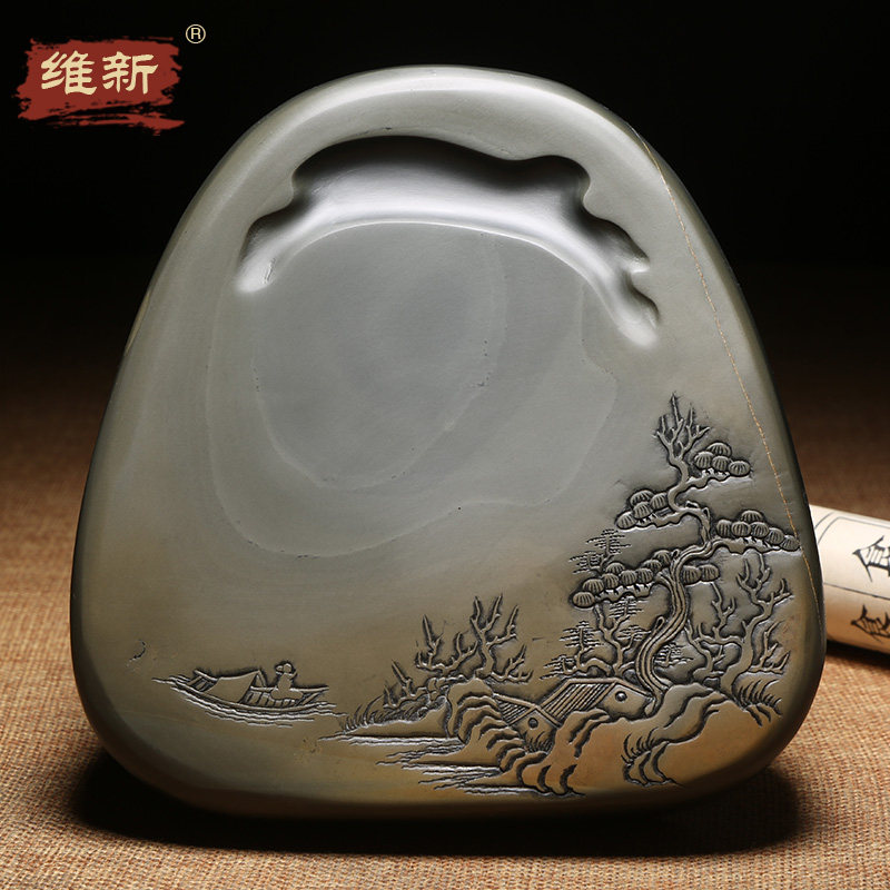 匠心非遗名师歙砚许亚祥大师作品手工雕刻老坑精品龙尾山老坑金晕籽料