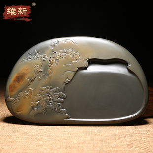 匠心非遗名师许亚祥作品《千里江陵》金晕砚台手工龙尾砚高档老坑砚台安徽原石天然书法绘画送礼佳品配木盒