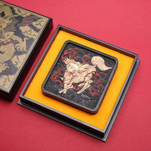 非遗徽墨 1982年制墨模 清代乾隆年老墨版《麒麟》胡开文收藏徽墨