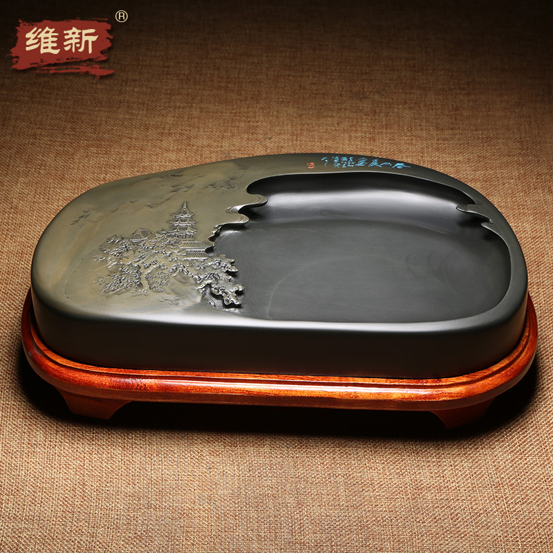 维新《天然原石歙砚文房摆件砚台