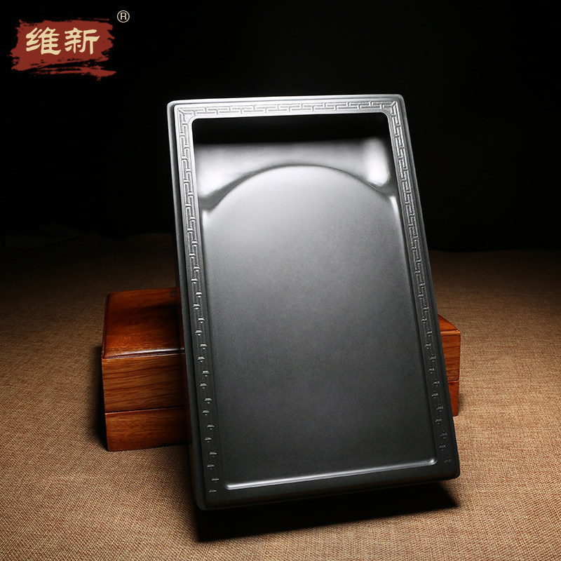 匠心非遗徽州歙砚名师手工雕刻素池长方砚台万事如意高档送礼佳品珍藏安徽天然原石黑龙尾文房四宝端砚摆件