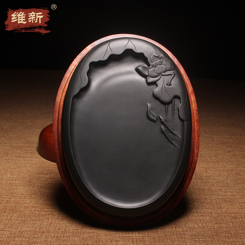 匠心非遗 名师许亚祥砚台《香远益清》手工作品台天然原石雕刻砚台