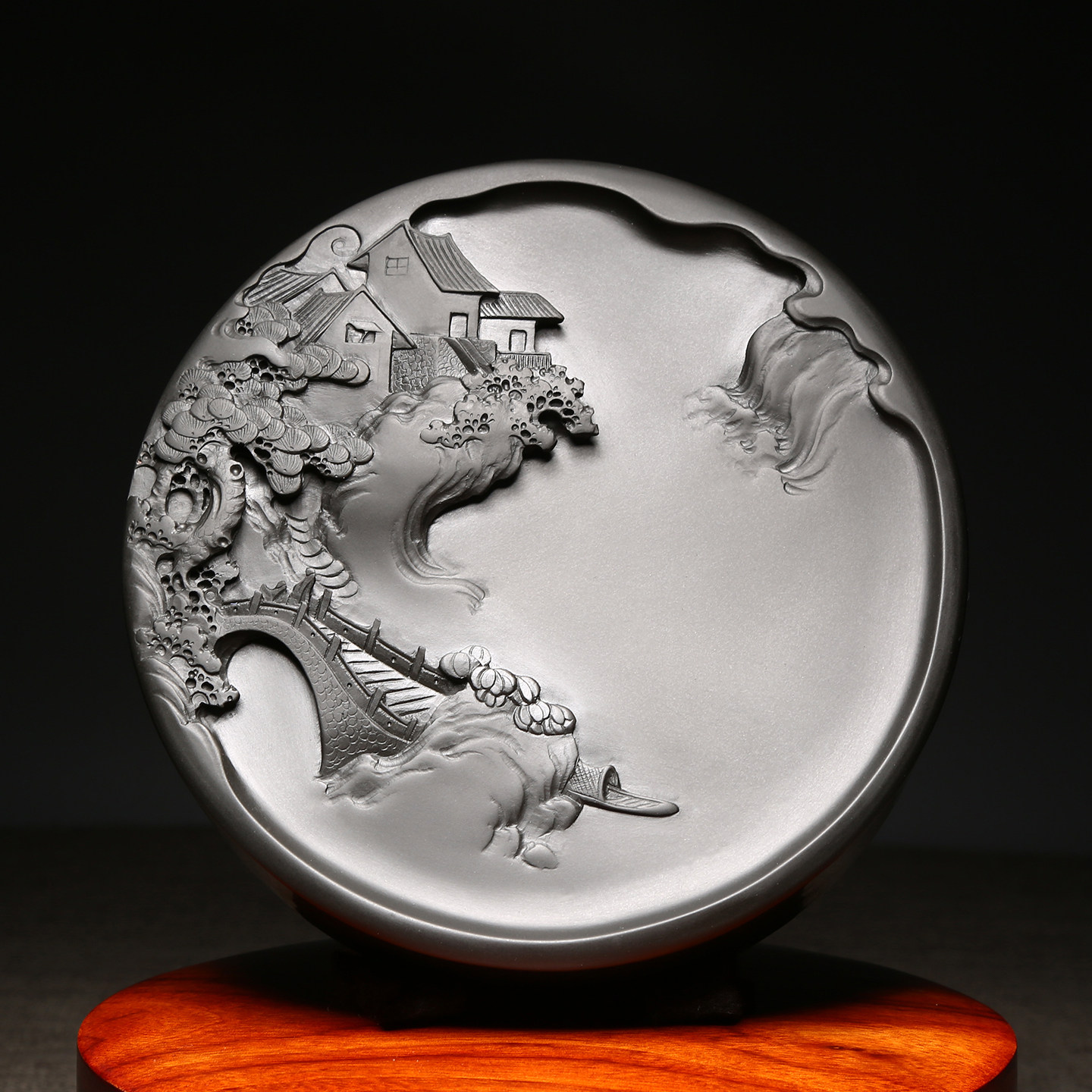 非遗名师手工砚台《徽州胜景》天然原石高档文房四宝收藏名砚安徽歙砚老坑砚石书法礼物礼盒