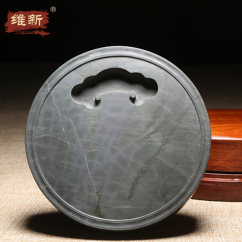 维新非遗歙砚名师作品《如意砚》天然原石砚台老坑龟甲纹砚石手工雕刻收藏四大名砚之一高档安徽砚礼盒