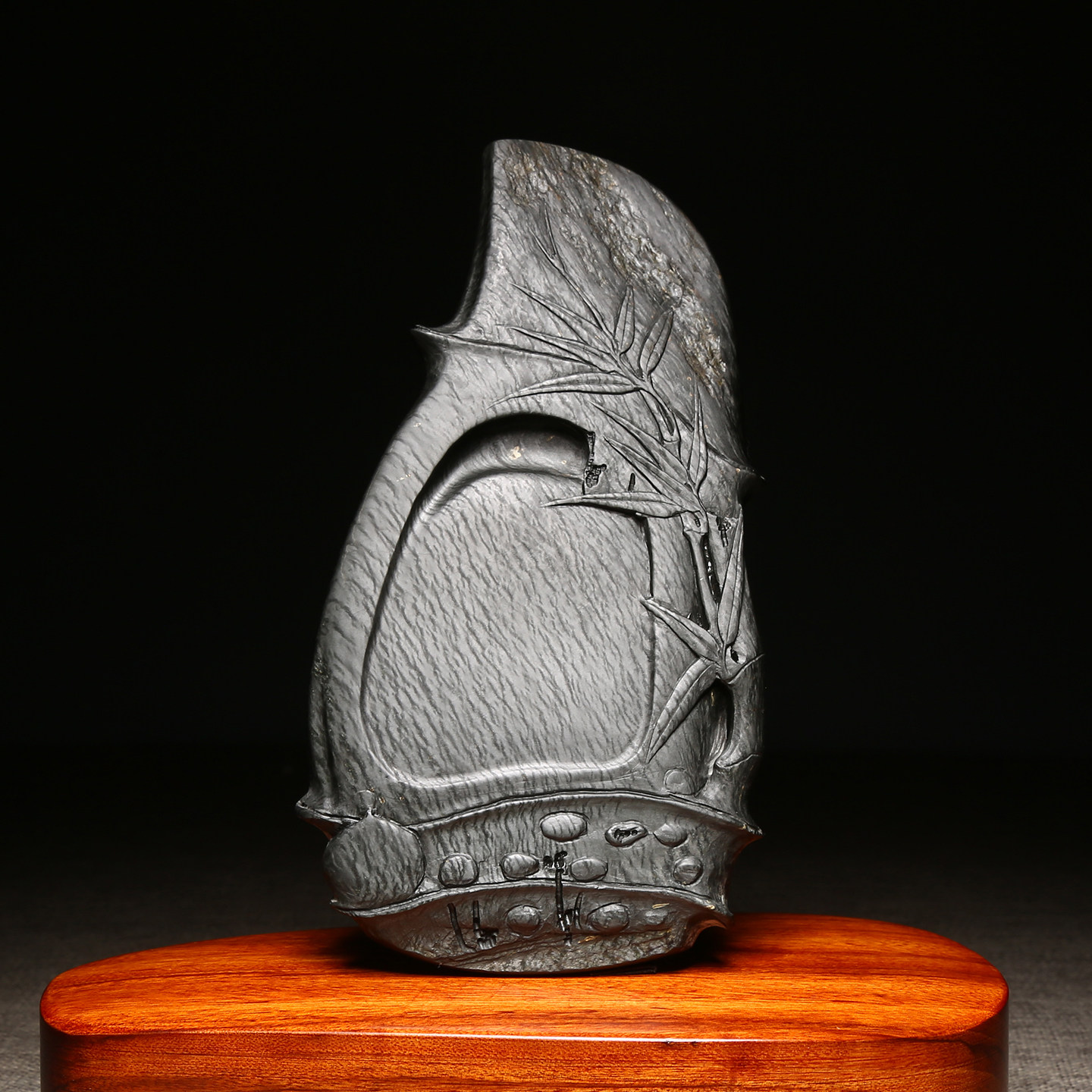 维新非遗歙砚大师作品《节节高升》砚台老坑水波纹原石龙尾山高档文房用品籽料摆件砚台名砚收藏送礼包装