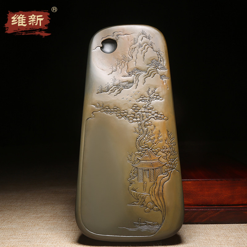 名师作品老坑砚台天然原石歙砚