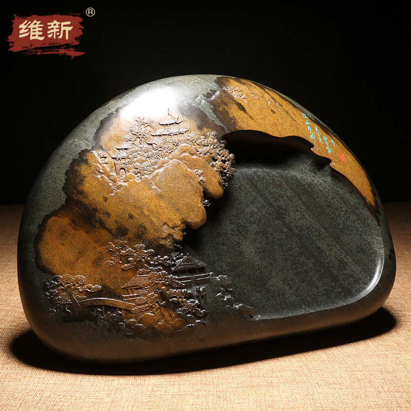 砚台作品原石手工老坑精品歙砚