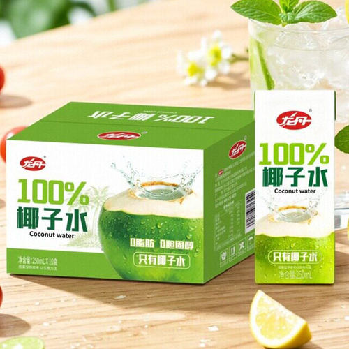 国产龙丹百分百椰子水0脂肪 250ml*10盒整箱纯椰子水