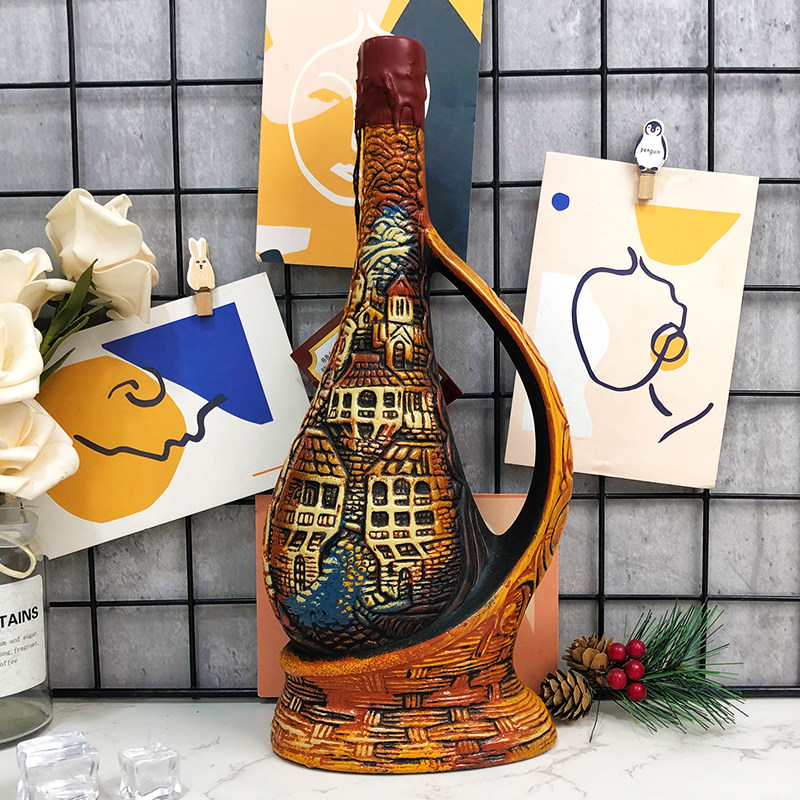 格鲁吉亚原装进口彩陶半甜红葡萄酒750ml 正宗葡萄酒精美礼品