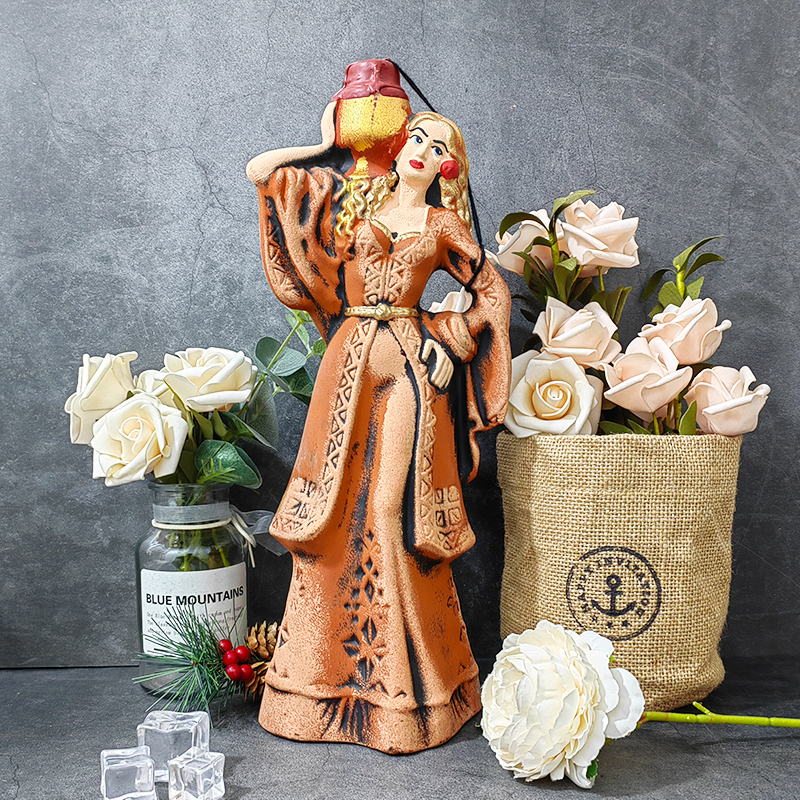 格鲁吉亚原装进口彩陶红葡萄酒1000ml 正宗半甜葡萄酒精美礼品