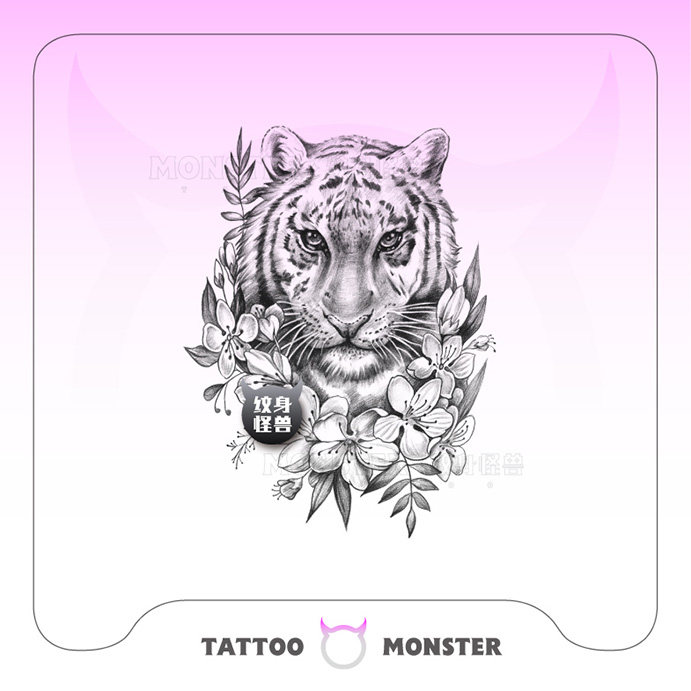 纹身怪兽老虎纹身贴防水女持久仿真刺青遮疤痕男潮手臂高级感花臂