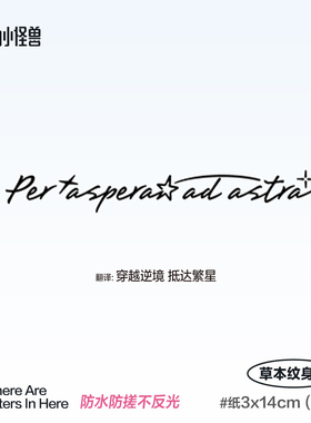 独角小怪兽英文字母草本纹身贴 防水女持久小清新手臂锁骨高级感
