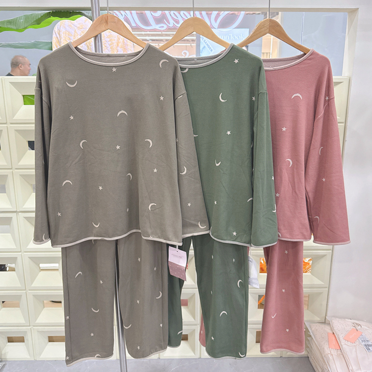 特价磨毛睡衣秋冬长袖长裤女士德绒双面针织棉套头休闲家居服套装