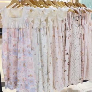 背心吊带睡裙女生夏季 美娜怡人全棉双层梭织纱布兰喏无袖 家居服