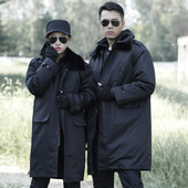 新款 军大大衣男黑色防水防风东北棉袄冬加长多功能保安防寒服加厚