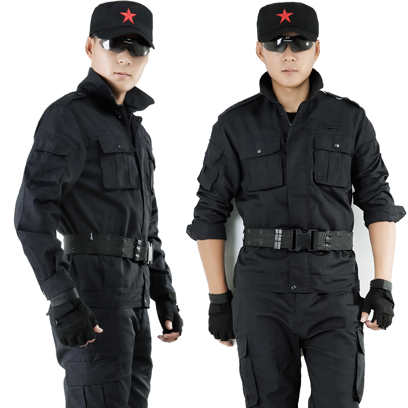 格子布黑色长袖战术作战服作训服春季军迷服套装男防刮耐磨野战服