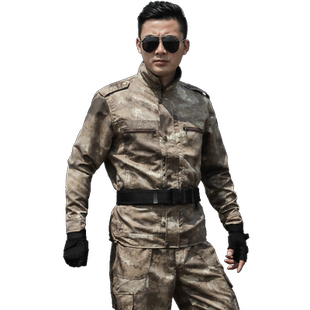 新式废墟迷彩服男套装军训服装耐脏黄色特战训作服四季保安战术服