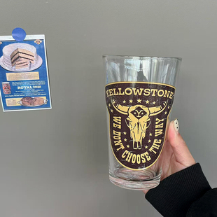 黄石公园玻璃杯水杯啤酒杯饮料杯茶杯Yellowstone周边  480ml