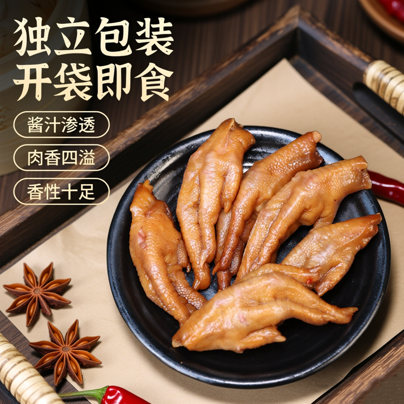 啃馋你酱烤凤爪鸡爪卤味即食零食凤爪开袋即食熟食卤味休闲零食