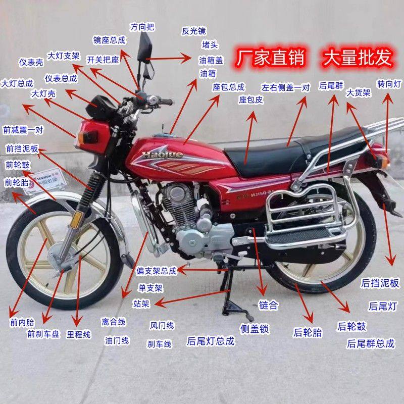 适用豪爵摩托车配件150-2A-2,125头罩导流罩灯油箱侧盖配件灯总成