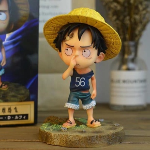 可爱动漫模型车载机箱桌面摆件送男生生日礼物 海贼王路飞手办Q版