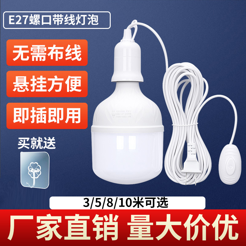 LED超亮悬挂式插电带线灯泡