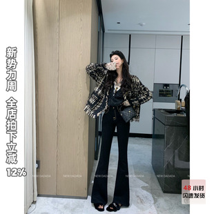 女设计感小众微喇叭休闲裤 利达NEW 黑色牛仔裤 耿耿于怀 DADADA