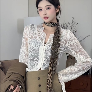 獨(dú)特絕美上衣小衫 利達(dá)NEWD法式 蕾絲開(kāi)衫 內(nèi)搭打底女秋防曬襯衣罩衫