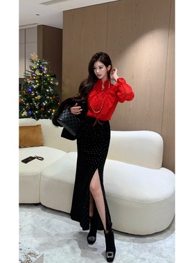 利达 NEW DADADA【丝绒星点】气质休闲设计感显瘦半身裙CEZ4134