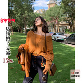 低调华章 利达NEW DADADA 复古做旧黄色露肩毛衣女加厚套头上衣