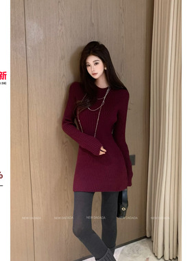 利达NEWDADADA【葡萄成熟时】秋冬显瘦气质百搭潮流连衣裙YFM4097