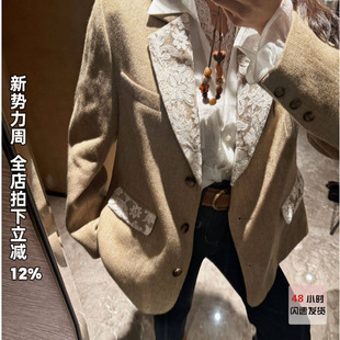 外套女蕾丝拼接长袖 利达NEW 西装 雾夏 宽松显瘦外套上衣 DADADA