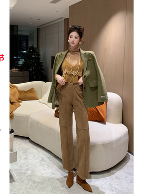 利达 NEWDADADA【麂皮神裤】裤子女冬时尚休闲洋气时髦轻奢高级感