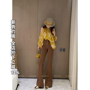 女高腰显瘦直筒裤 利达NEW 复古卡其色牛仔裤 金豆高腰裤 DADADA