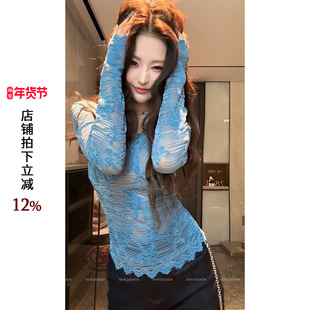 利达 NEW DADADA【湖蓝蕾丝】独特漂亮巨好看衬衫女款2026新款冬