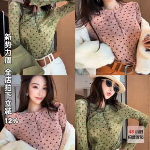 罩衫 利达NEWDADADA波点长袖 网纱薄款 春季 上衣体恤复古 防晒T恤女装