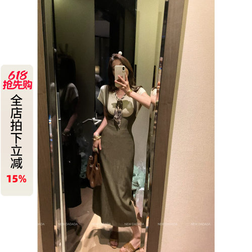 直筒连衣裙女高级感百搭a字长裙