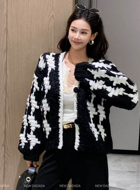 利达 NEW DADADA【微光趣意】休闲修身气质毛织开衫外套QHM2404