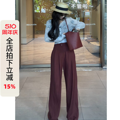 高腰阔腿裤休闲女亚麻山本裤直筒