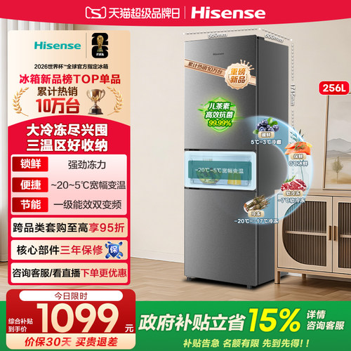热卖10万+海信256一级节能小冰箱