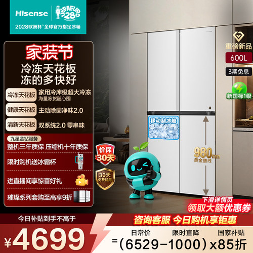 海信大薄荷600Max冰箱十字大冷冻