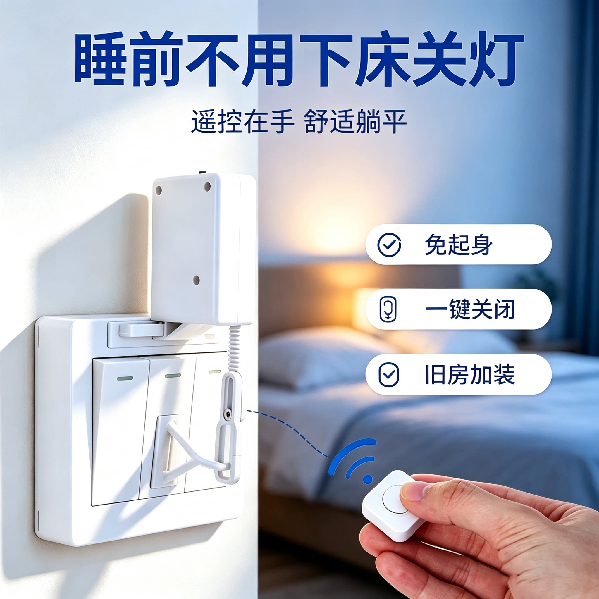 新型网红宿舍关灯神器智能无线遥控开关家用床头免接线灯光控制器
