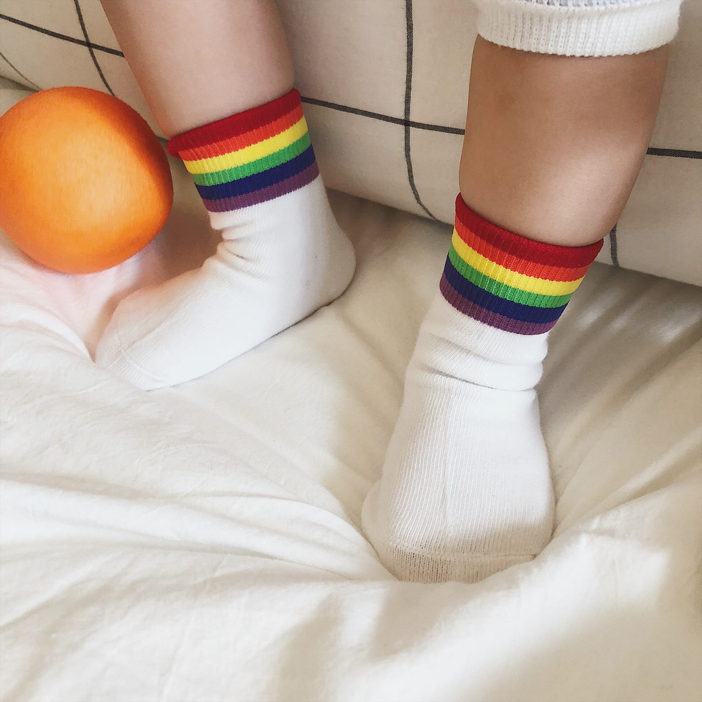 ins European and American Fan 2019 new pattern children Socks Rainbow stripe Cotton men and women baby motion Socksin the Children/Baby/Family fitted , Children's socks( 0-16 Years)  category - from Buy2taobao.com to provide professional Taobao agent buy service